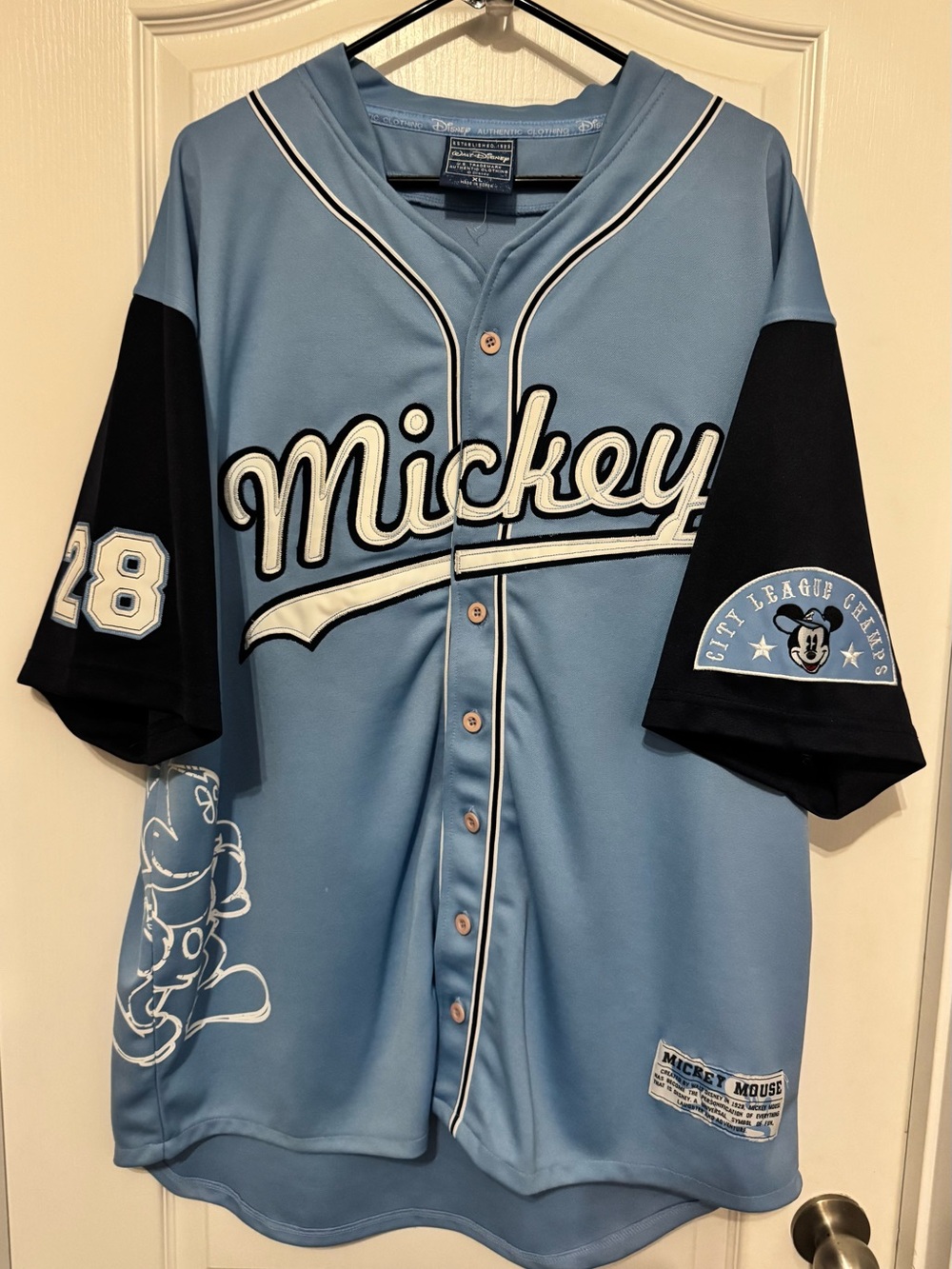 Disney Light Light Blue and Navy Mickey Mouse Classic Baseball Jersey